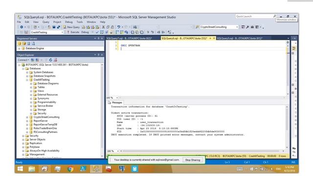 TSQL: DBCC OPENTRAN смотреть онлайн