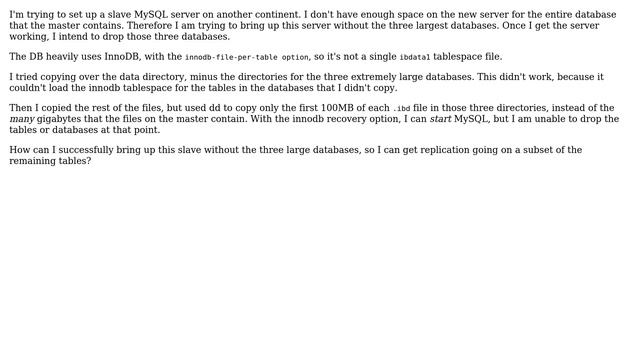 DevOps & SysAdmins: How can I copy only part of a MySQL database server to a new slave? смотреть онлайн