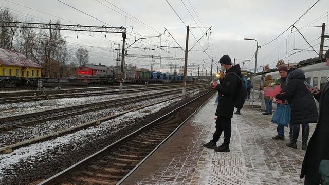 Электропоезд ЭП2Д-0065 ЦППК станция Дмитров 21.11.2021 смотреть онлайн