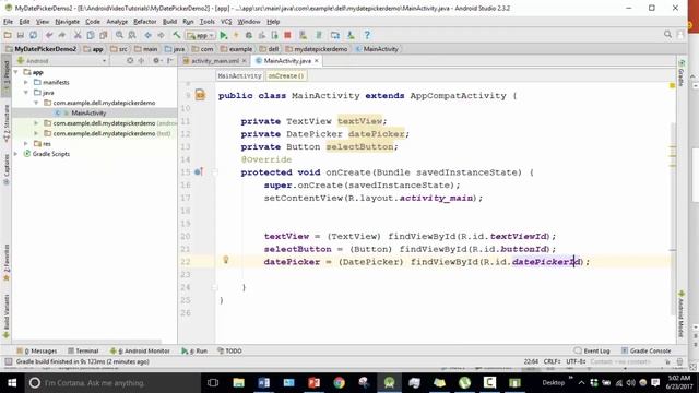 Android Bangla Tutorial 2.34 : datepicker in android studio example смотреть онлайн