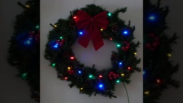 Christmas Wreath Decor Door Wall Xmas Home Party Garland Flower LED Light смотреть онлайн