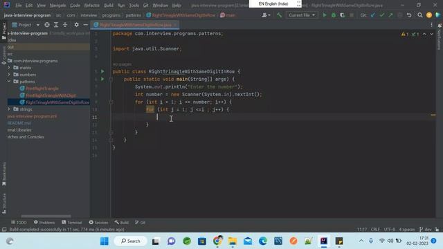 Core Java| 3 | Right Triangle With Same Digit in Row | Patterns | Java Interview Question смотреть онлайн