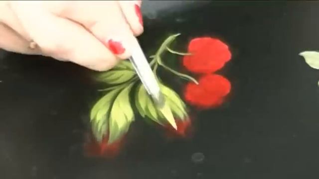 Жостовская роспись ягоды "Вишня" смотреть онлайн