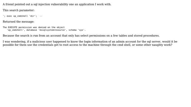 Is it possible to exploit a sql injection vulnerability with a select only permission, if I knew... смотреть онлайн