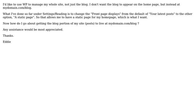Wordpress: How do I get posts to appear at mydomain.com/blog? смотреть онлайн