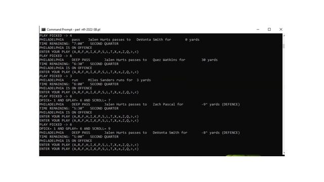 NFL Superbowl LVII Simulation perl script смотреть онлайн