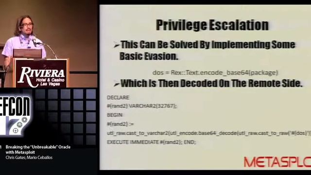 DEF CON 17 - Chris Gates and Mario Ceballos - Breaking the Unbreakable Oracle with Metasploit смотреть онлайн