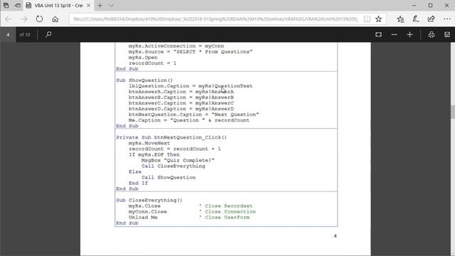 VBA Unit 13 Survey GUI with Database смотреть онлайн