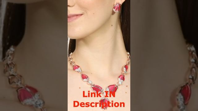 Shining Diva Fashion Latest Stylish Rose Gold Tulip Design Earrings Necklace Jewelry Set For Women смотреть онлайн