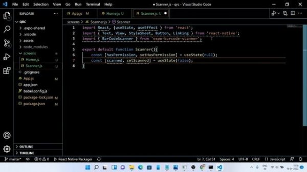 QR-Code or Barcode Scanner App Using React Native Expo || Android & iOS || JavaScript Code