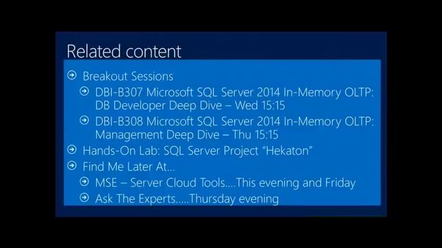 Microsoft SQL Server 2014 In Memory OLTP Overview 82 смотреть онлайн