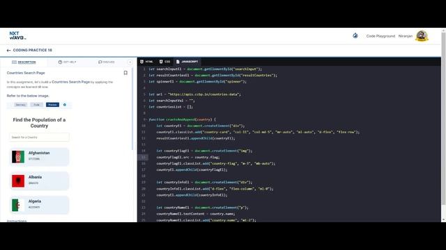 Country Search Page||Coding Parctice - 18||CCBP||Javascript||Nextwave|| смотреть онлайн