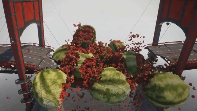 Giant Watermelons vs Suspension Bridge | Teardown смотреть онлайн