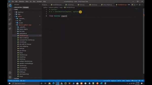 Checkbutton Widget in Tkinter || Python end to end course #81