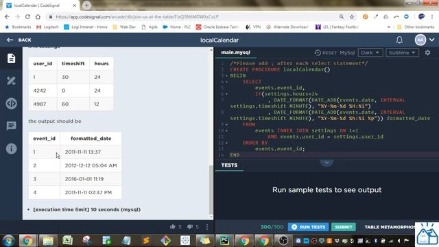 SQL - CodeSignal localCalendar 47 смотреть онлайн
