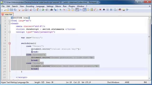 JavaScript beginner tutorial 19 - switch statements смотреть онлайн