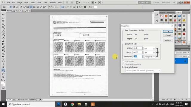 Change DPI 600 Nadra Fingerprint Form and Grayscale In Photoshop смотреть онлайн