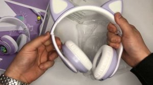 Видео обзор: Беспроводные LED наушники с кошачьими ушками CAT STN-28. Цвет: фиолетовый