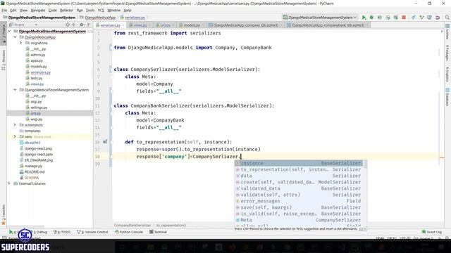 Python Django Medical Store Management System Part 5 | Relational Model Rest API | CompanyBank View смотреть онлайн