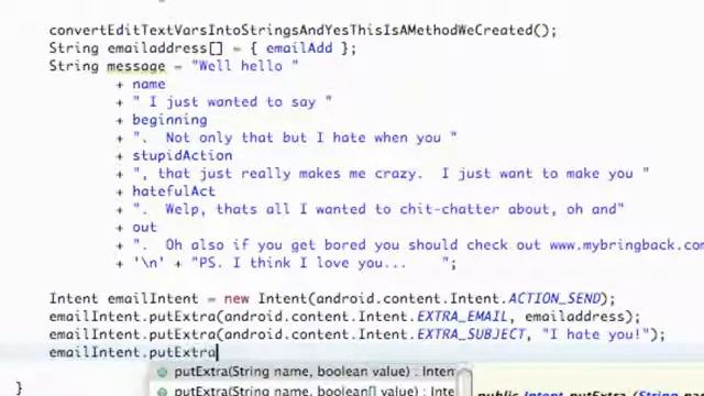 37. PutExtra method for an Email Intent смотреть онлайн