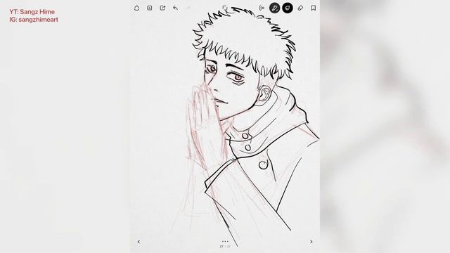 Quick Drawing of Itadori Yuuji from Jujutsu Kaisen in Bamboo Paper Sketch App смотреть онлайн