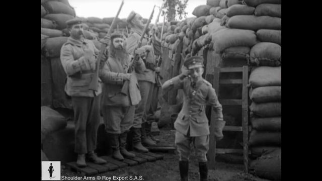 Charlie Chaplin In The Trenches (Scene From Shoulder Arms, 1918)