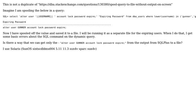 Databases: Spool query output to file (SQLPlus) смотреть онлайн