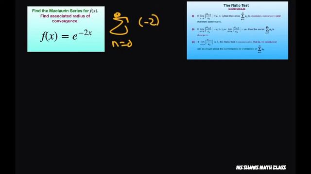 Find the Maclaurin series of f(x) = e^(-2x) and associated radius of convergence смотреть онлайн