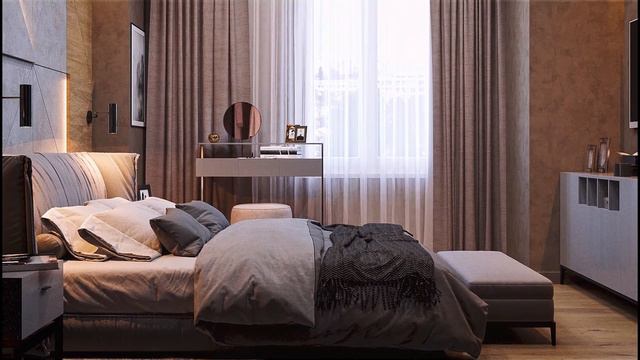 3d Visualization Of A Bedroom Design Ideas. Corona Render.