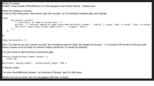 Wordpress: Excerpt_length nor the_excerpt not working correctly смотреть онлайн