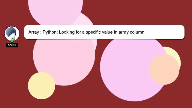 Array : Python: Looking for a specific value in array column смотреть онлайн
