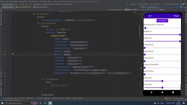 Android Jetpack Compose Graphics Layer Modifier alpha translation scale rotation blur effect смотреть онлайн