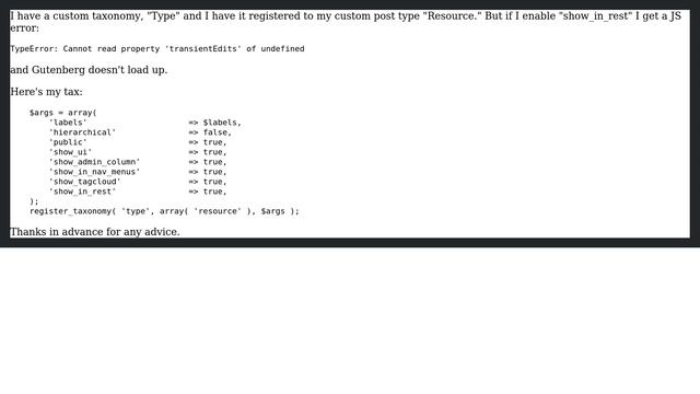 Wordpress: Custom taxonomy is crashing Gutenberg смотреть онлайн