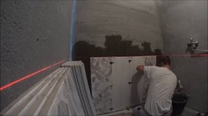 Укладка плитки 30х90  на стены в ванной. KERAMA MARAZZI