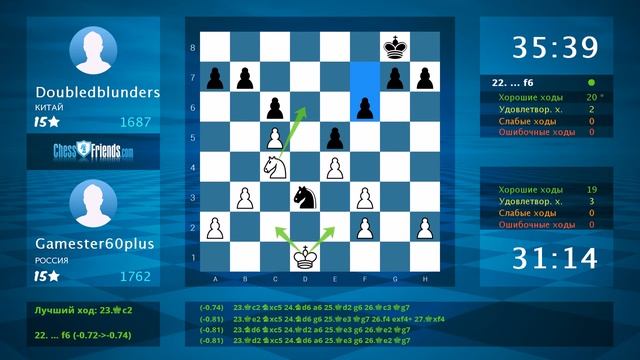 Анализ шахматной партии: Gamester60plus - Doubledblunders, 0-1 (по ChessFriends.com) смотреть онлайн