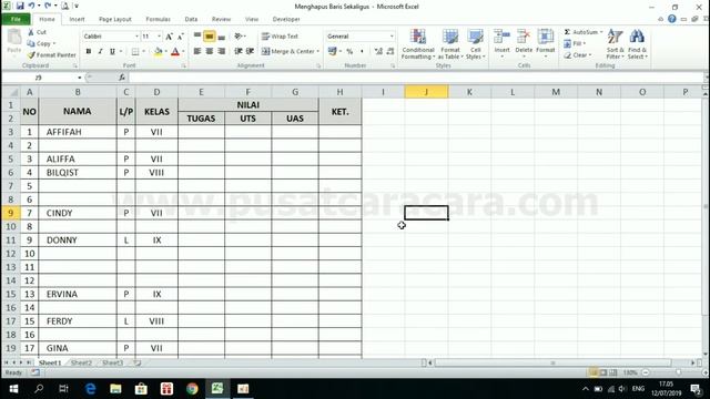 Cara Menghapus Banyak Baris Kosong Sekaligus Pada Tabel Excel смотреть онлайн
