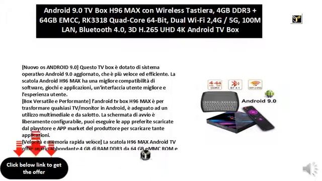 Android 9.0 TV Box H96 MAX con Wireless Tastiera, 4GB DDR3 + 64GB EMCC смотреть онлайн