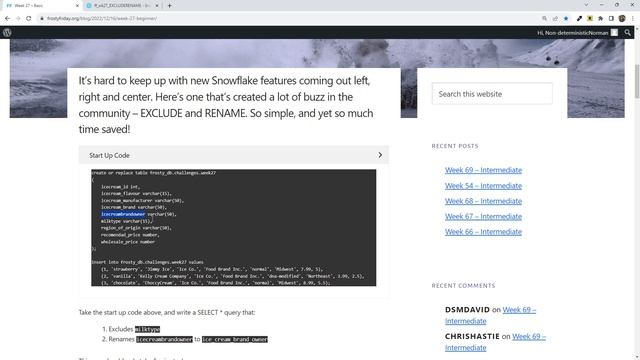 Snowflake Exclude & Rename (Frosty Friday: Week27 - Basic) смотреть онлайн