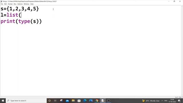 Convert set to list in python tutorial смотреть онлайн