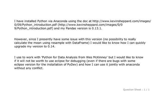Pandas : How to update Pandas from Anaconda and is it possible to use eclipse with this last смотреть онлайн