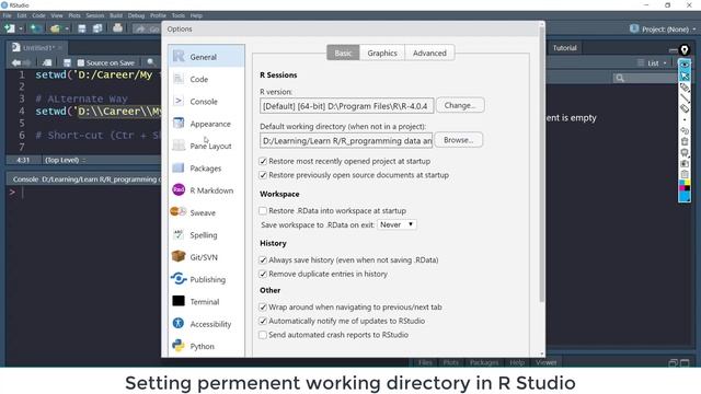 3 Set Permanent working directory R Studio | R Programming | R Studio Tips | Efficient Workflow смотреть онлайн