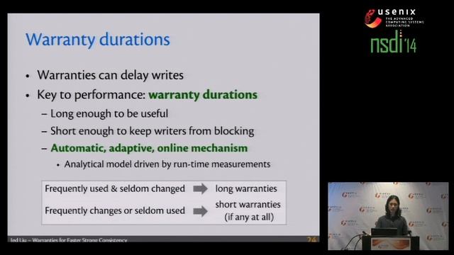 NSDI '14 - Warranties for Faster Strong Consistency смотреть онлайн