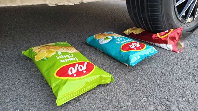 Crushing Crunchy & Soft Things By Car | EXPERIMENT: Car Vs Watermelon, Balloons, Chips