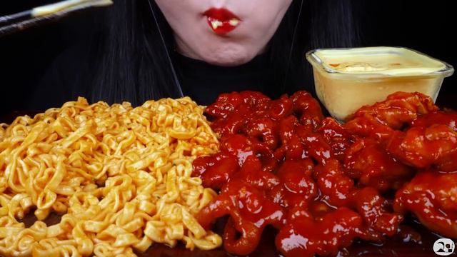 ASMR SPICY FIRE CHICKEN, 불닭 양념치킨 먹방, SPICY NOODLES, 크림진짬뽕 먹방, 불닭 닭발 먹방, CHEESE SAUCE MUKBANG смотреть онлайн
