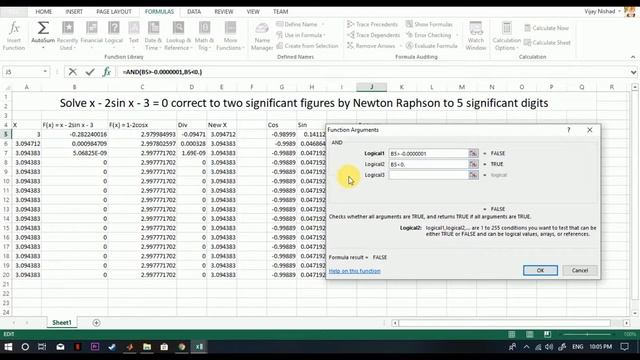 Solve x - 2sin x - 3 = 0 by Newton Raphson Using Excel | Approaching Graph смотреть онлайн