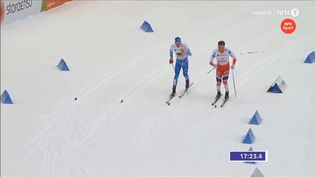 Iivo Niskanen crash with Norway (Emil Iversen) Men's Team Sprint VM Lahti 2017 смотреть онлайн