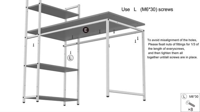 Computer Desk with 4 Tier Storage Shelves, Home Office Tower Desk with Side Bookshelves смотреть онлайн