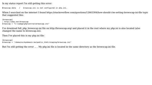 Drupal: browscap.ini is not configured in php.ini смотреть онлайн