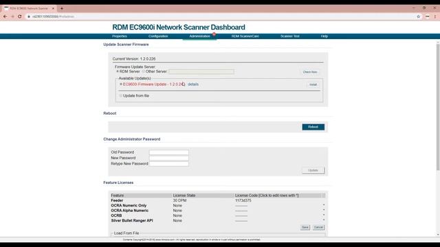 RDM EC9600i Network Scanner Dashboard смотреть онлайн