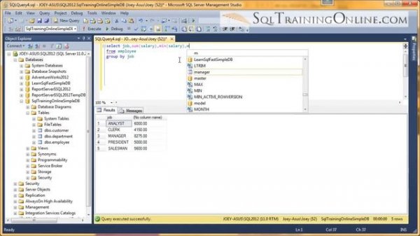 Sql Training Online - Sql Group By  2019